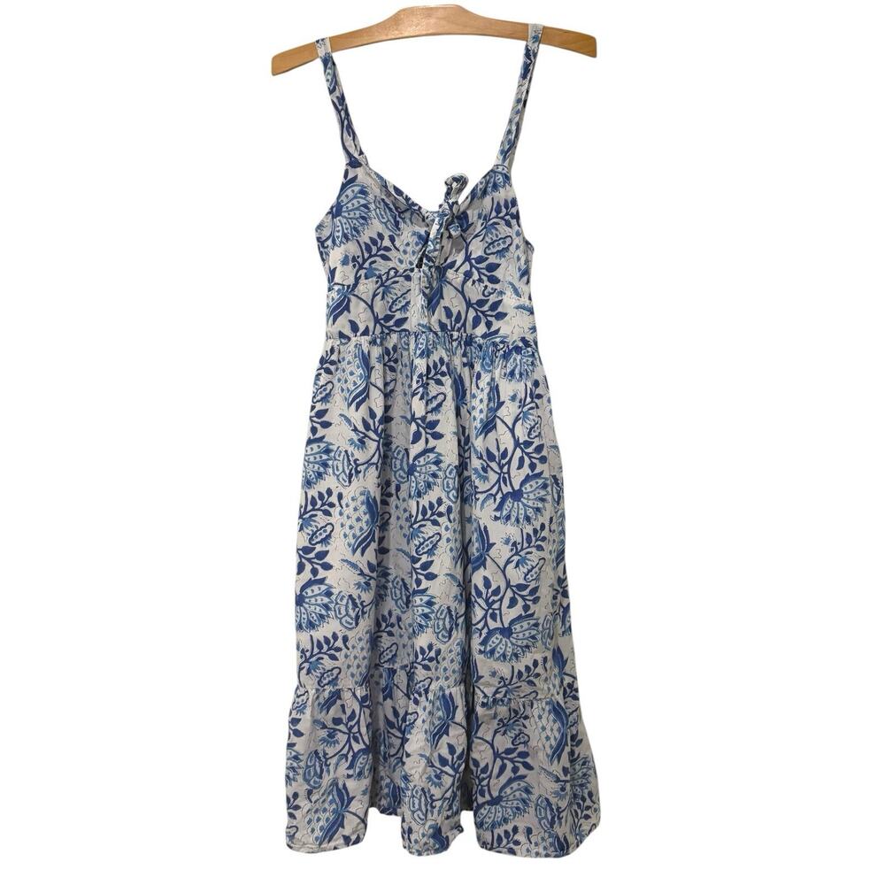 Sole Mare Amore | Dress Sleeveless Blue White Floral Vacation Resort- Medium
